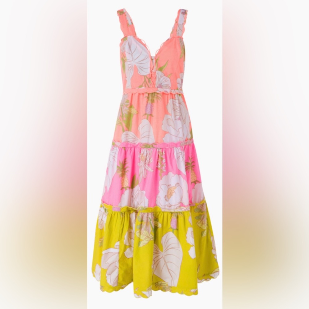 Farm Rio Mixed Neon Garden Midi Dress - Picture 2 of 2